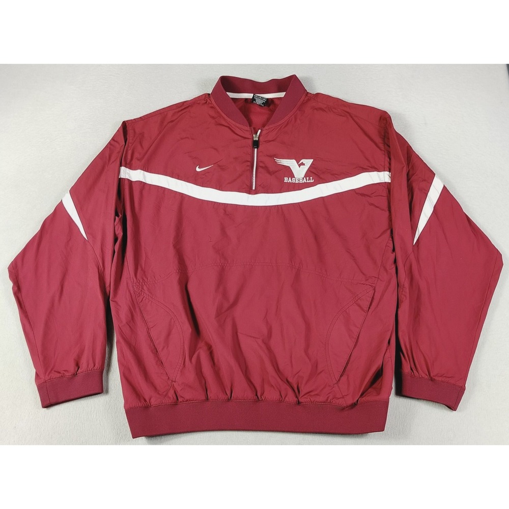 Nike Team Jacket Mens Large Red Baseball Clima-FIT 1/4 Zip Pullover Top
